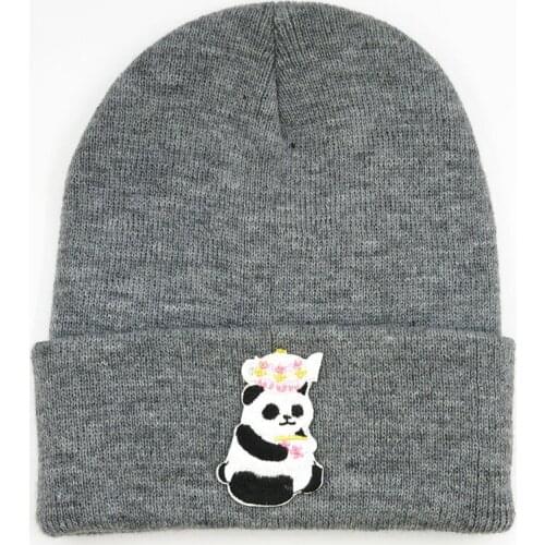 Cotton panda animal embroidery Thicken knitted hat winter warm hat Skullies cap beanie hat for kid men women 376