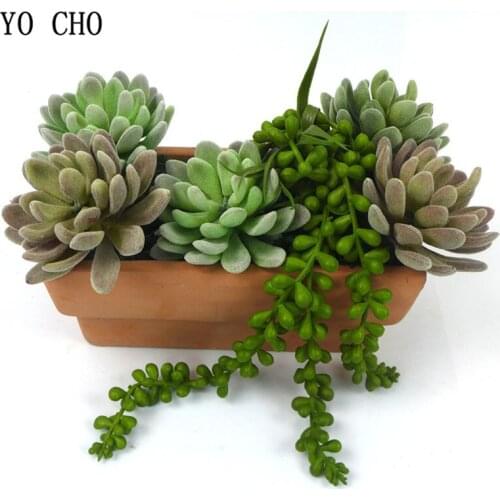 Artificial Succulents Pearls Beans Fleshy Plants Green Vines Hanging Rattans Wall Artificial Flower Lover Tears Soft Glue Plants