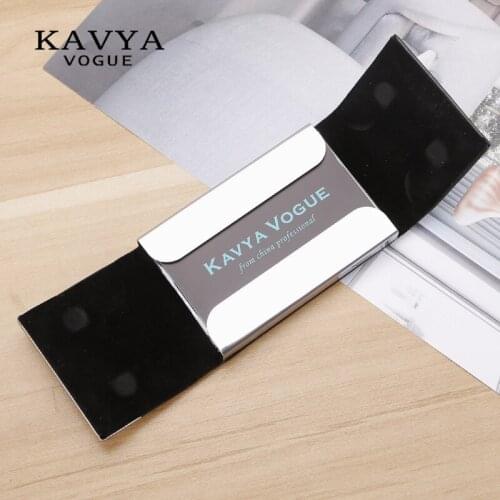 KAVYA Business Namecard holder Laser brand Magnetic lock Cow Leather ID card case credit card holder organizer wallet gift