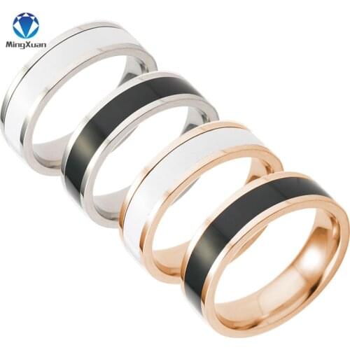 Black and White 316L Stainless Steel Finger Rings for Women/Men Wholesale Bulk Alloy Gifts Couple Ring Dropshipping