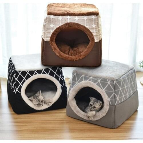 Warm Pet Dog Cat Bed Soft Nest Dual Use Cat Sleeping Bed Pad Winter Warm Pet Cozy Beds Kennel For Small Dogs Cats Puppy