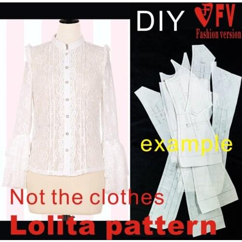 Lolita daily pattern summer womens lace long-sleeved shirt sewing drawing 1:1 garment making pattern LOLI-16