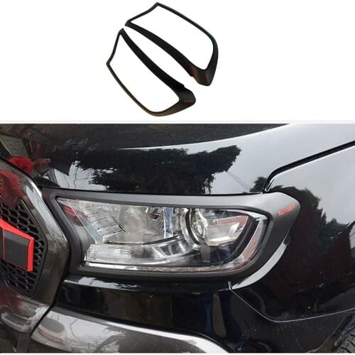 Fit For Ford Ranger 2015 2016 2017 2018 2019 2020 Matte Black Headlight Cover Lamp Hoods Decorative Cover