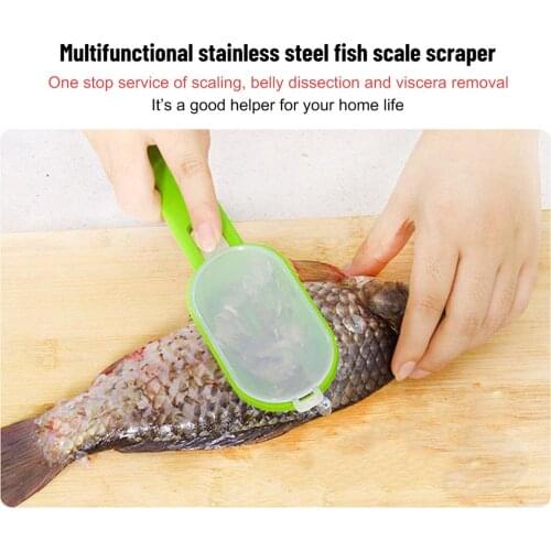 New 2 In 1Fish Cleaning Scraping Scales With Knife Device Home Kitchen Cleaning Tools Fish Scale Peeler Kitchen Accessories