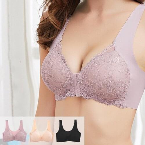 New Style Women Front Buckle Traceless Bras Wire Free Comfortable Sexy Lace Lingerie Vest Beautiful Back Underwear