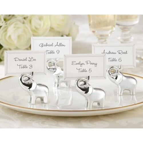 2015 NEW ARRIVAL"Lucky in Love" Silver-Finish Elephant Wedding Favor Place Card Holder 200sets/Lot Free Shipping