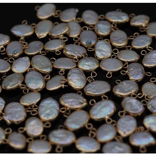 New Product Natural Pearl Oval Boutique Pearl Connector Making DIY Fashion Charm Necklace Bracelet Jewelry Gift Accessory 2pcs