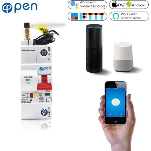 OPEN 1P WIFI Circuit breaker Remote Control overload and short circuit protection with Alexa and google home for Smart home