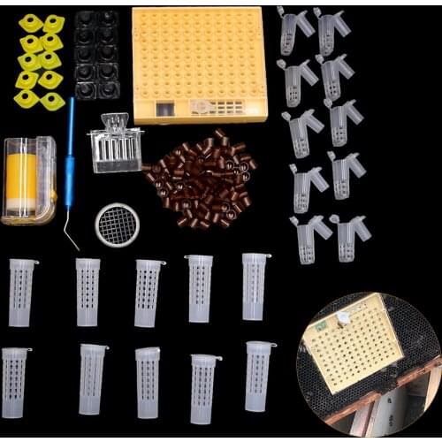 1SET Complete Queen Bee Rearing System Kit Plastic Cage Marker Bottle Transfer Needle Cell Base Clip Protection Cover Supplies