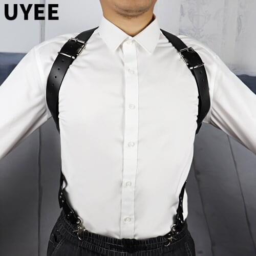 UYEE Men Garter Belts Goth Harness Lingerie Harajuku Sexy Suspenders Leather Suspender Belts Harness Body Bandage Sexy Vintage