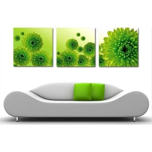 Modern home wall decoration painting wall art pictures canvas prints chrysanthemum light green Fresh Romantic Flowers