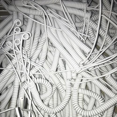 100 pcs Spiral Cable Copper Wire Spiral 2x0.3 Square Flexible 2 Core Electrical Telescopic Spiral Power Cable Customize Line DHL