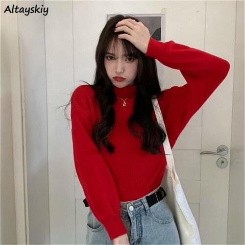 Sweaters Women Turtleneck Ladies Slim Korean Style Knitted All-match Students Long Sleeve Solid Spring Comfortable Elegant Chic