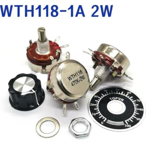 Shaft Carbon Linear Potentiometer WTH118-2W, Potentiometer Knob Kit with Scale Plate 6.8K 10K 22K 33K 47K 100K 220K 330K 470K