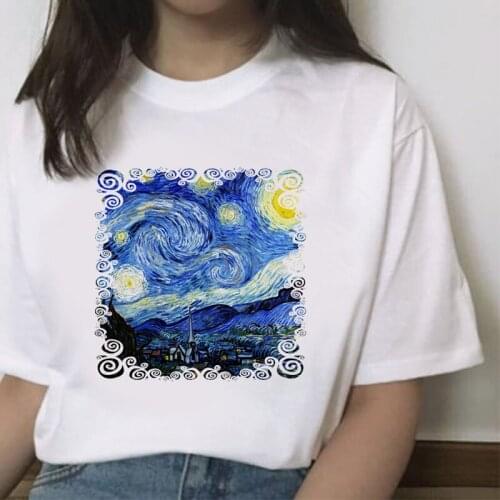Van Gogh Harajuku Aesthetic T Shirts Summer Women Tshirt Women Oil Painting Funny T-shirt 90s Vintage Tshirt Fashion Top Tees