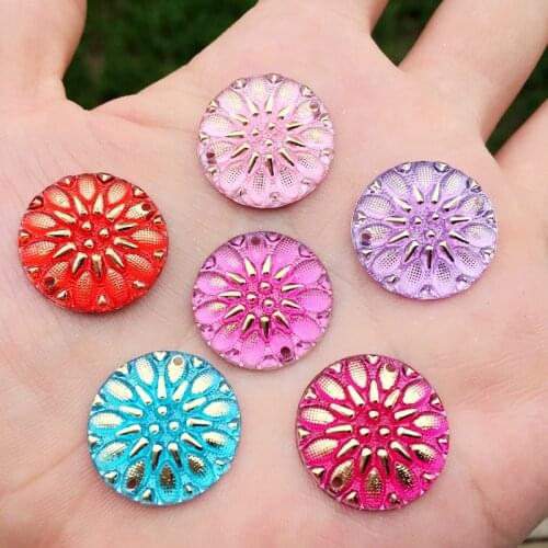 YUSDTSHA 150pcs Crystal Rhinestones Flat Back Round Circle Flower Shape Sew On 2 Hole For Clothes Dress Crafts -B10A*10