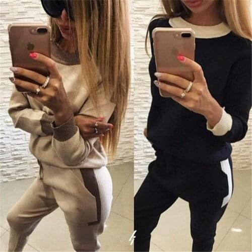 Sweater Women Pullover Solid Pockets O-neck Drawstring Crop Sweater And Trousers Set Europe The New Girl Leisure Wind Lady Suit
