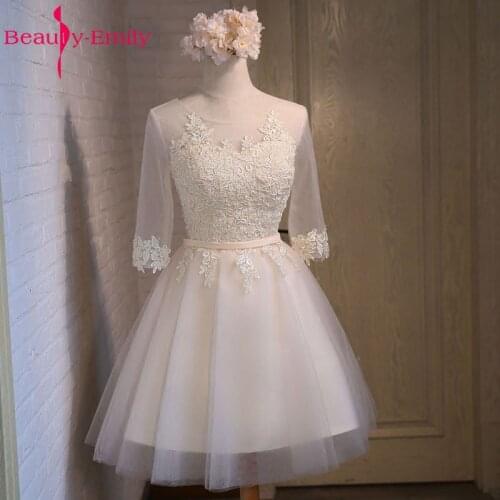 Beauty Emily Sexy Short Evening Dresses 2019 Formal Party Vestido De Festa Prom Gown A Line Evening Prom Dresses