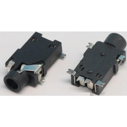 10pcs Earphone Jack Diameter 2.5mm 6 pin for 3 poles stereo audio plug SMT reflow solderable with locators DC30V 0.5A Rohs