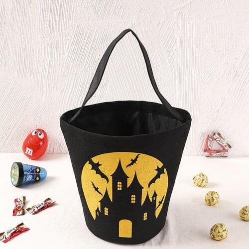 2021 Halloween Trick Or Treat Candy Bag Waterproof Breathable Pure Cotton Tote Canvas Candy Bucket