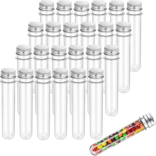 25pcs 40ml Test Tube,Clear Plastic Tubes with Caps,25x140mm for Scientific Experiments,Party Decoration