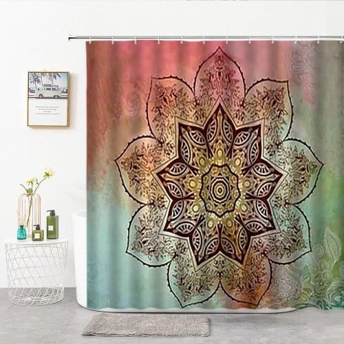 3D Mandala Bohemian Shower Curtains Fabric Nation Style Wall Background Cloth With Hooks Decor Bath Curtain Bathroom Supplies