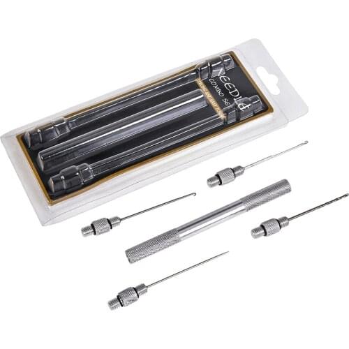 5 In 1 Carp Fishing Rigging Bait Needle Kit Tool Set Bait With Non-slip Aluminum Handle Boilie Drill Stringer Needle