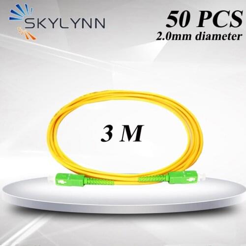 50PCS 3 Meter SC/APC Fiber Optic Patch Cord, Simplex Core 2.0mm SM G652D/G657A1/G657A2 LSZH Jacket Optical Jumper