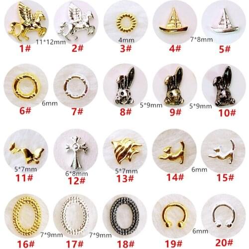 50pcs/pack Japan 3D Nail Art Decorations Metal Nail Accessories Kawaii Fish Rabbit Nail Parts DIY Charm Alloy Nail Supplies