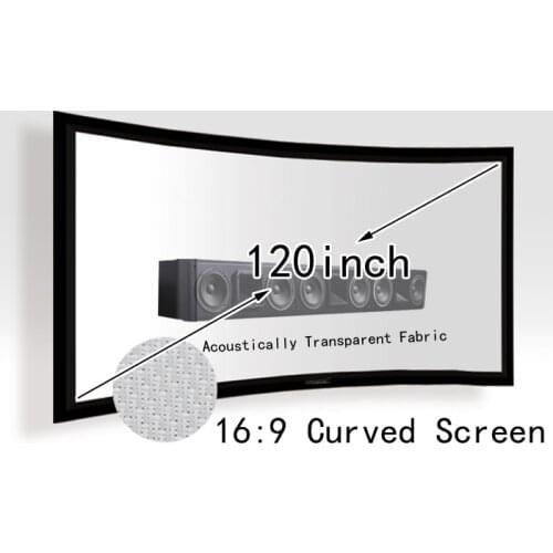 Acoustically Transparent Projection Screen 120inch Curved Fixed Frame 16:9 DIY Wall Mount Projector Screens
