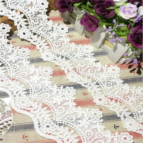 White polyester embroidery lace french lace ribbon fabric guipure diy trims warp knitting sewing Accessories