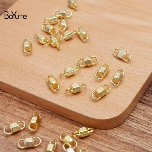 BoYuTe (100 Pieces/Lot) 4.7*11.5MM Metal Alloy Solid Hexagon Connector Accessories Diy Handmade Jewelry Materials Wholesale