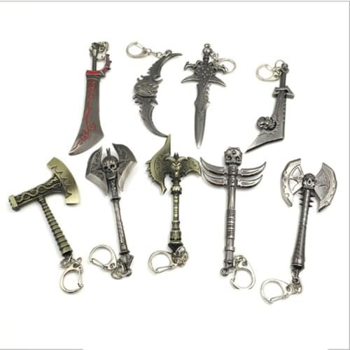 KANG TUO Game WOW 12cm Weapon Model Frostmourne Lich King Lion Head Sword Egg Knife Keychain Key Ring For Game Lover Gifts
