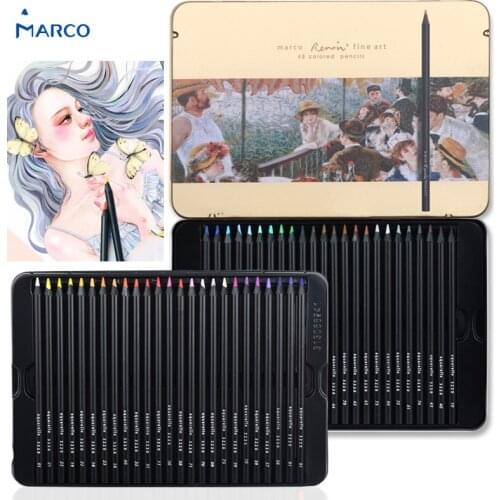 Marco 3200 Renoir premier Colored Pencils, "Lunch on the Yacht", 24/36/48 Colors Oil Based 3.7mm blendable crafted with wood