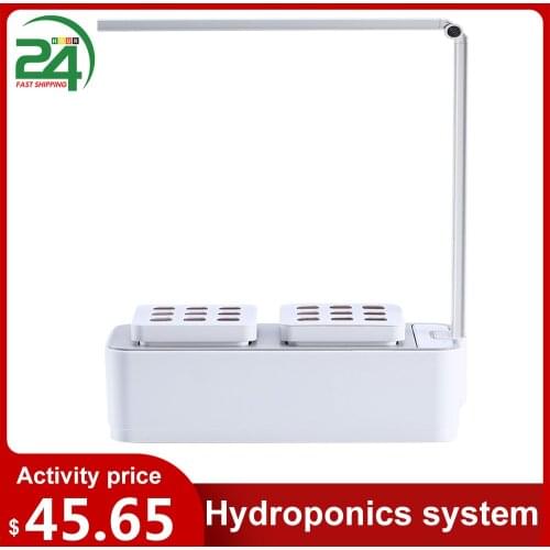 Hydroponics Growing System with LED Grow Light Indoor Garden Starter Kit Plant Germination Kits 2 Plant Pots for Home Gardening