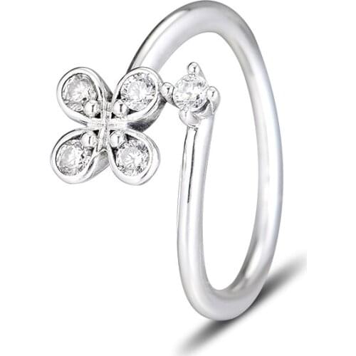 Ring Four-Petal Flower Rings For Women Anillos Mujer Bague 925 Sterling Silver 925 Jewelry bijoux Femme Joyas Plata