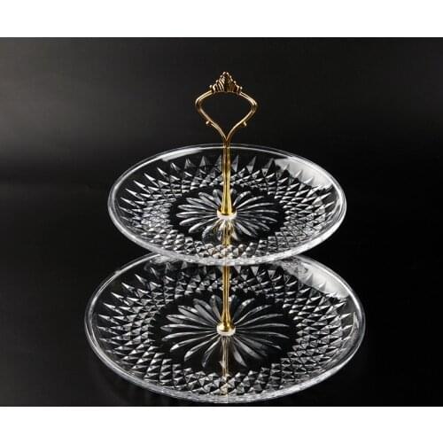Kitchen Accessories Transparent Acrylic Fruit Plate Ktv Plastic Multi-layer Cake Plate Creative Dish Handle Crown Fruit Dishes