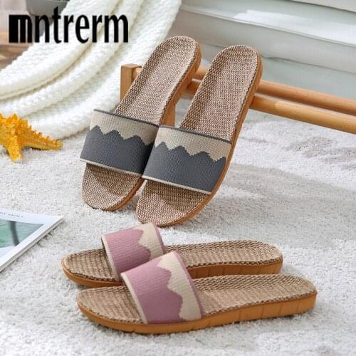 Mntrerm 2021 Summer Linen Slippers Eva Soles Light Sweat-Absorbent And Breathable Indoor Slippers Women And Men