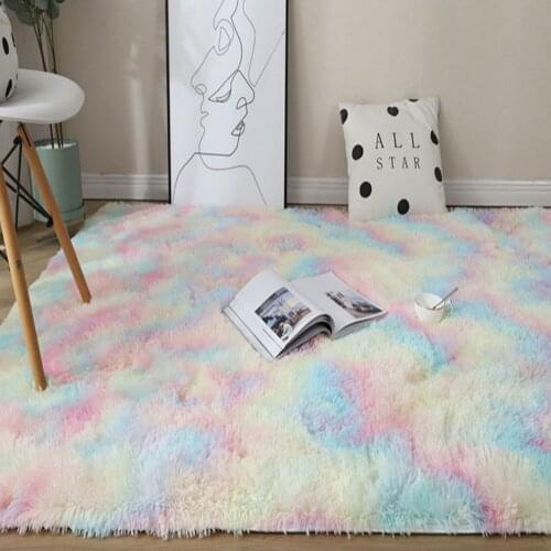 Soft Fluffy Modern Area Rug Rainbow Carpet Rugs Mats Floor Plush Sofas Seat Pad Cushions for Living Room Bedroom Kid Decor