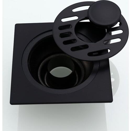 Invisible Shower Floor Drain /Bathroom Balcony Use Brass Material Modern Pure Black Rapid Drainage Tile Insert Square Drains
