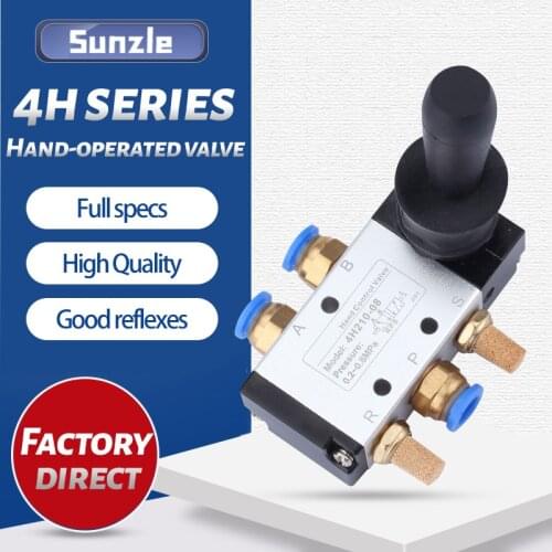 Free shipping HV-02 HV-03 HV-04 4 Port 3 Position 1/4" 3/8" 1/2" BSPT Hand Operated Pneumatic Valve Rotary Manual Control
