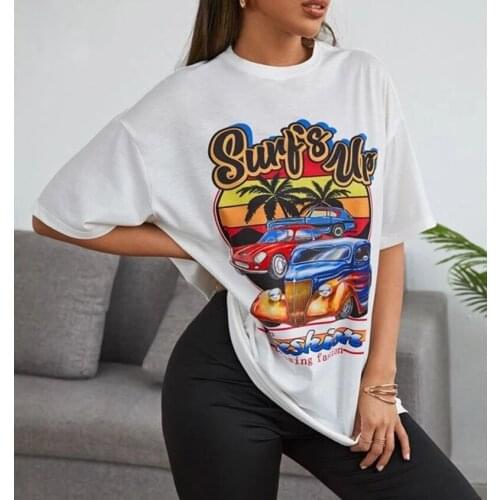 Casual Funny kawaii Cute T-Shirt For Women Tees Beach Style Surf Fashion Car Harajuku Hipster Vintage Tumblr Summer Tops