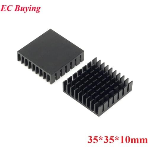 10pcs 35*35*10mm Heatsink Radiator Cooler Cooling Fin Aluminum Heat Sink for LED Power IC Transistor Module PBC black 35X35X10mm