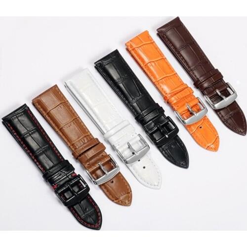 18 20 22mm Genuine leather watch band black brown white orange with pin buckle wristband for Ticwatch2 pro/S2/C2 Quick release