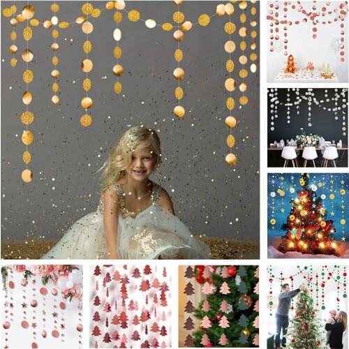 4M Christmas Tree Round Star Shape Paper Banner Garland Hanging Ornament New Year Christmas Party Home Decoration Navidad