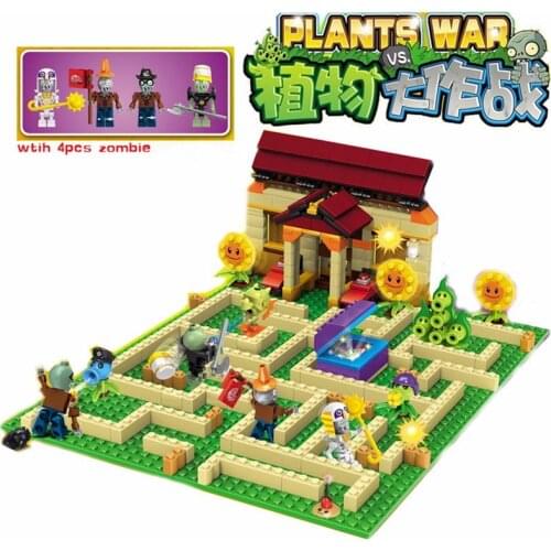 Garden maze Plants vs Zombies struck game Building Blocks Bricks Toys For kids like figures Model