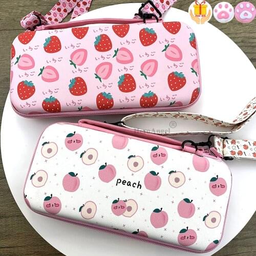 12cm*26cm*5cm Cute Fruits Portable Shoulder Strap Lanyard Travel Storage Bag For Nintendo Switch Game Console Box Shell Cover