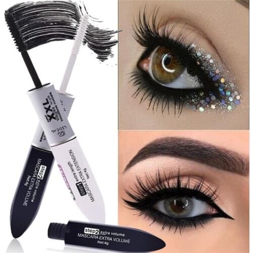 2 IN 1 4D Silk Fiber Lash Mascara Black Waterproof Silk Fiber Volume Double Lengthening Curling Eye Lashes Mascara Tubes