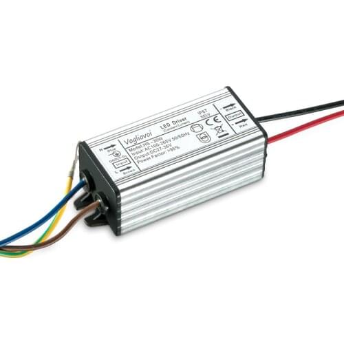 Vogliovoi LED Transformer 30W DC27-36V 500ma AC110-240V Aluminum Waterproof For Floodlight HighBay Blub DIY