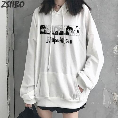 Females Streetwear Unisex Jujutsu Kaisen Harajuku Japanese Anime Funny Print Fashion Casual Sweatshirt Hoodies Women Hoody Coat